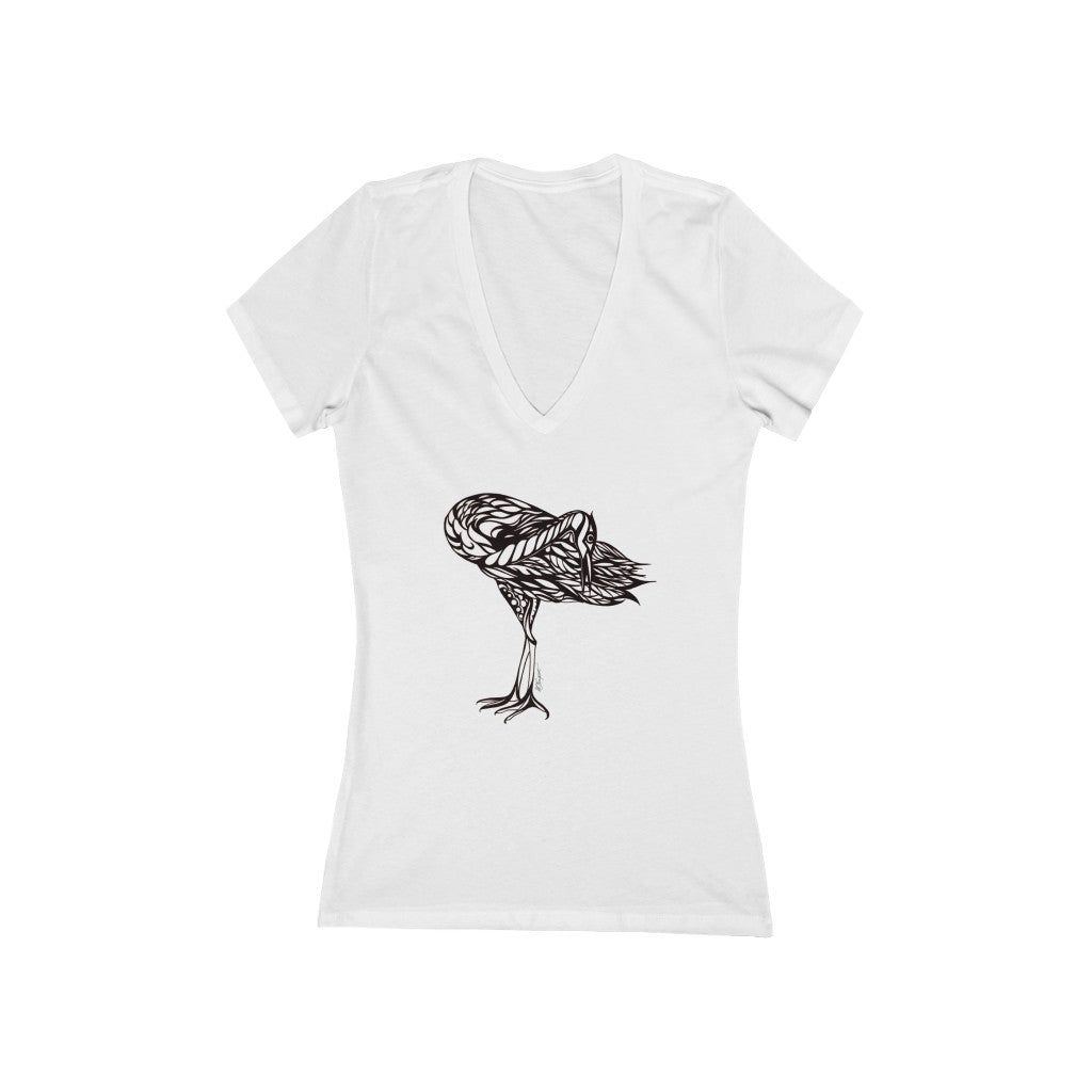 "Wading Through Life" - Women's Jersey Short Sleeve Deep V-Neck Tee