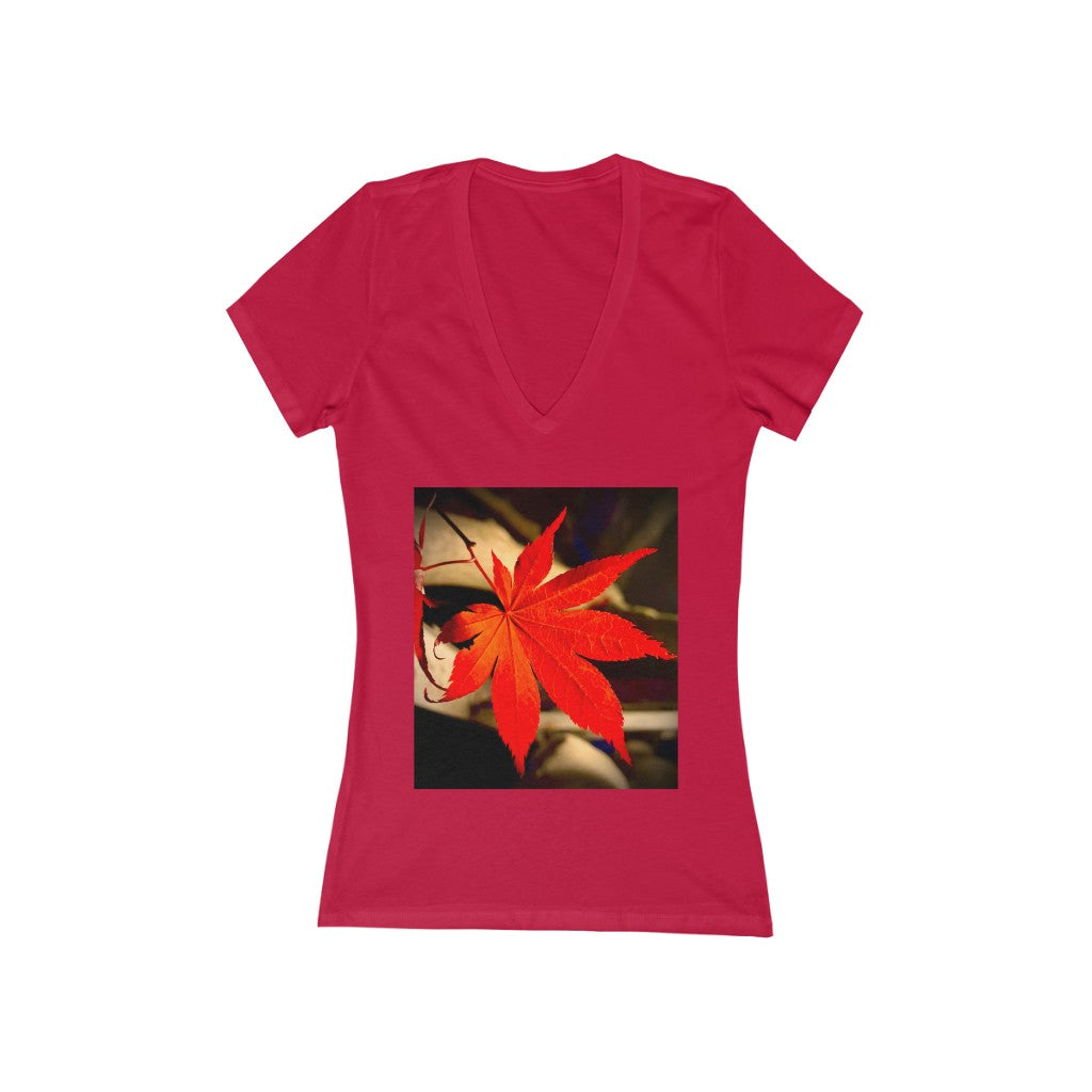 Japanese Maple Leaf - Women's Jersey Short Sleeve V-Neck Tee