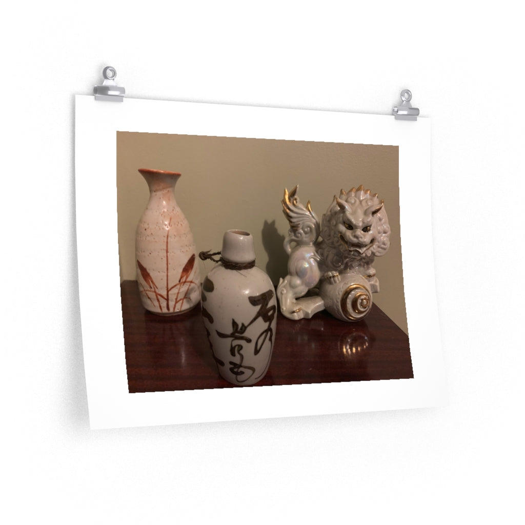 Asian Lion & Tokkuri - Premium Matte poster
