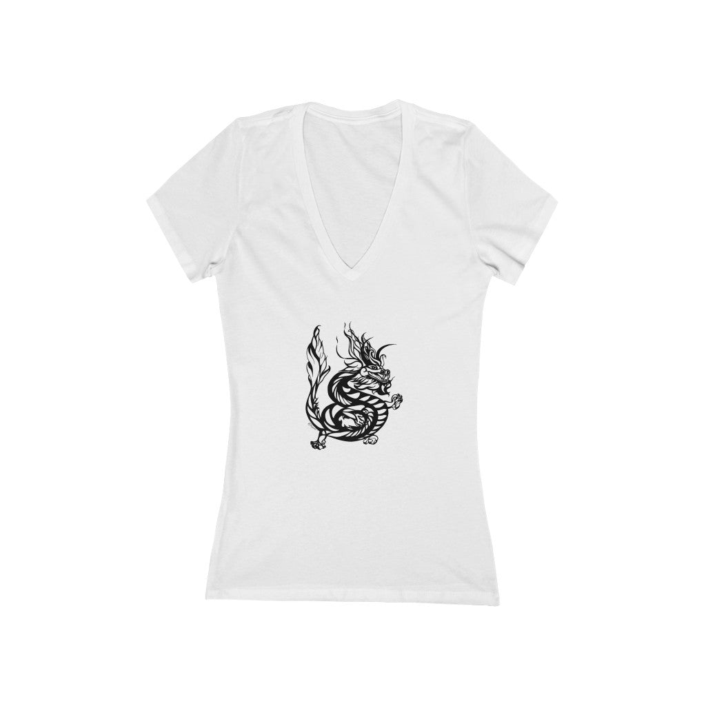 "Ja ja uma (Dragon)" - Women's Jersey Short Sleeve V-Neck Tee