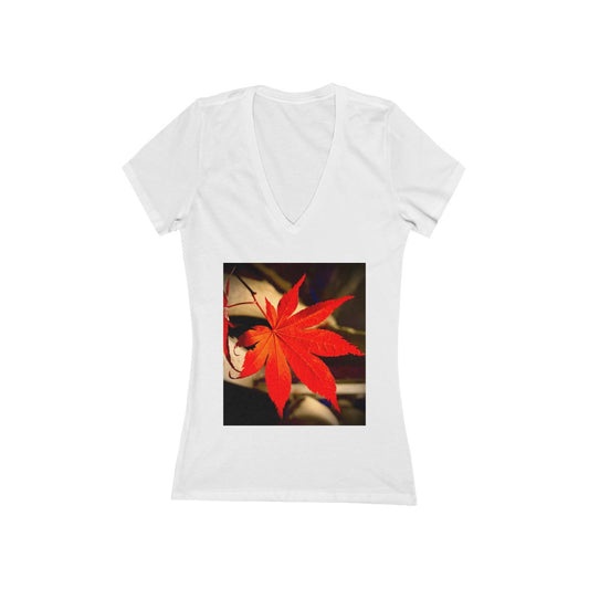 Japanese Maple Leaf - Women's Jersey Short Sleeve V-Neck Tee