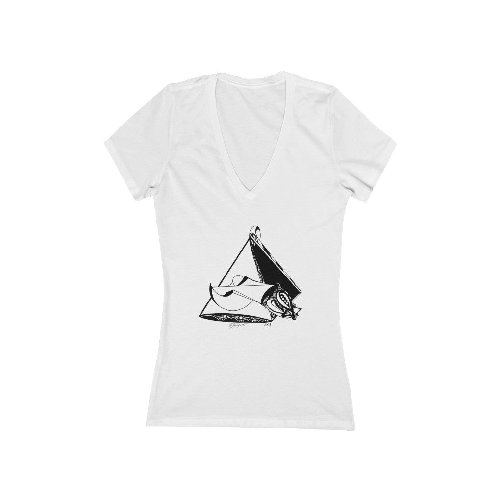 "Man & Nature Together" - Women's Jersey Short Sleeve Deep V-Neck Tee