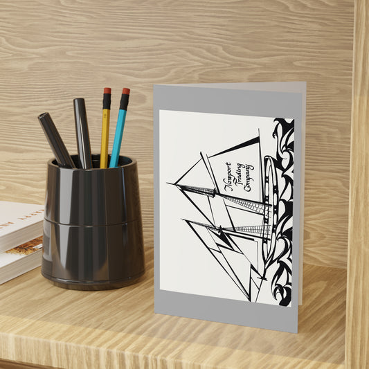 Nautical Sailing Greeting Card — 'Newport Trading Company' Black & White Ship Design (1 or 10-Pack)