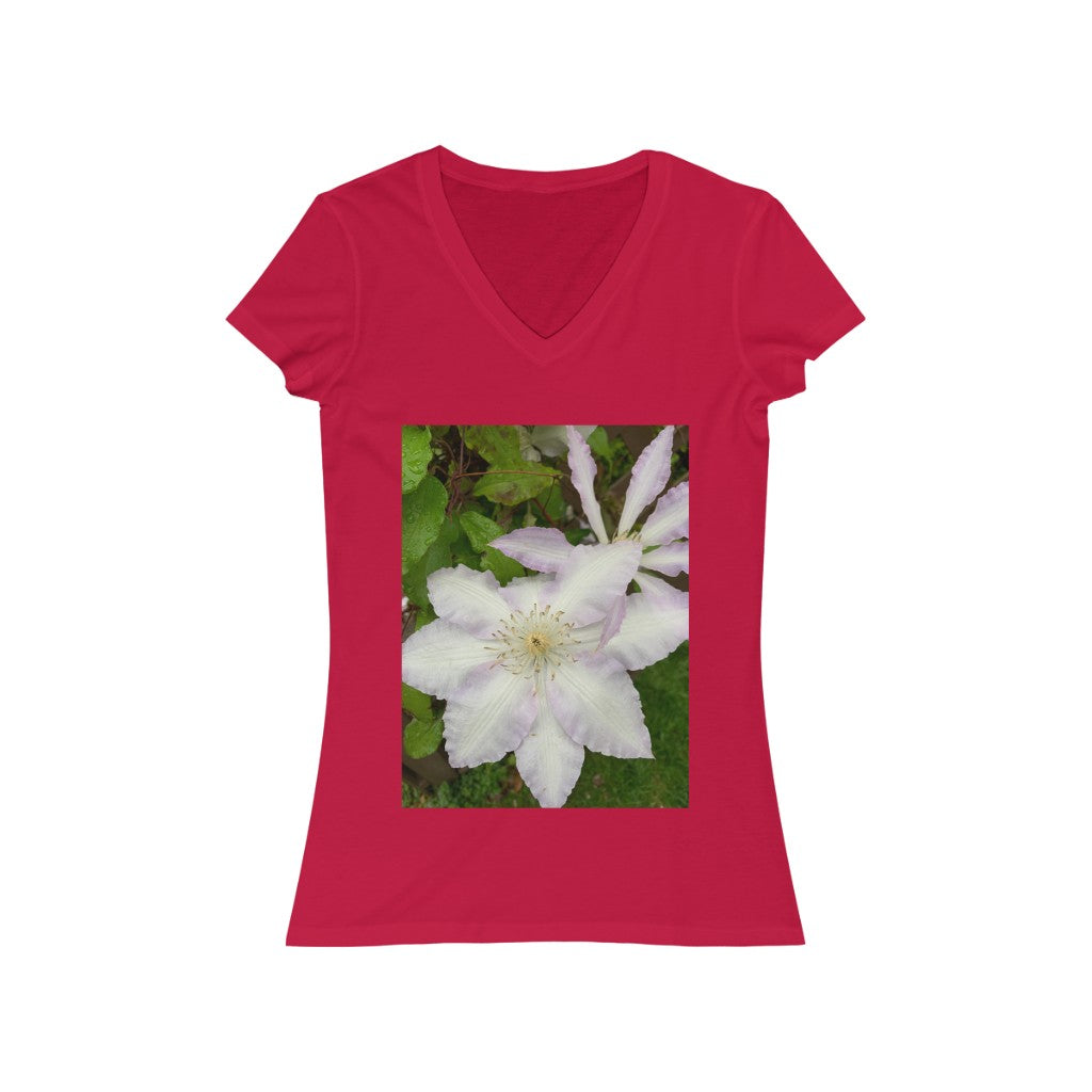 Clematis - Women's Jersey Short Sleeve V-Neck Tee