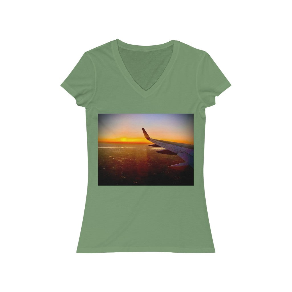 Wing & Sunset - Women's Jersey Short Sleeve V-Neck Tee