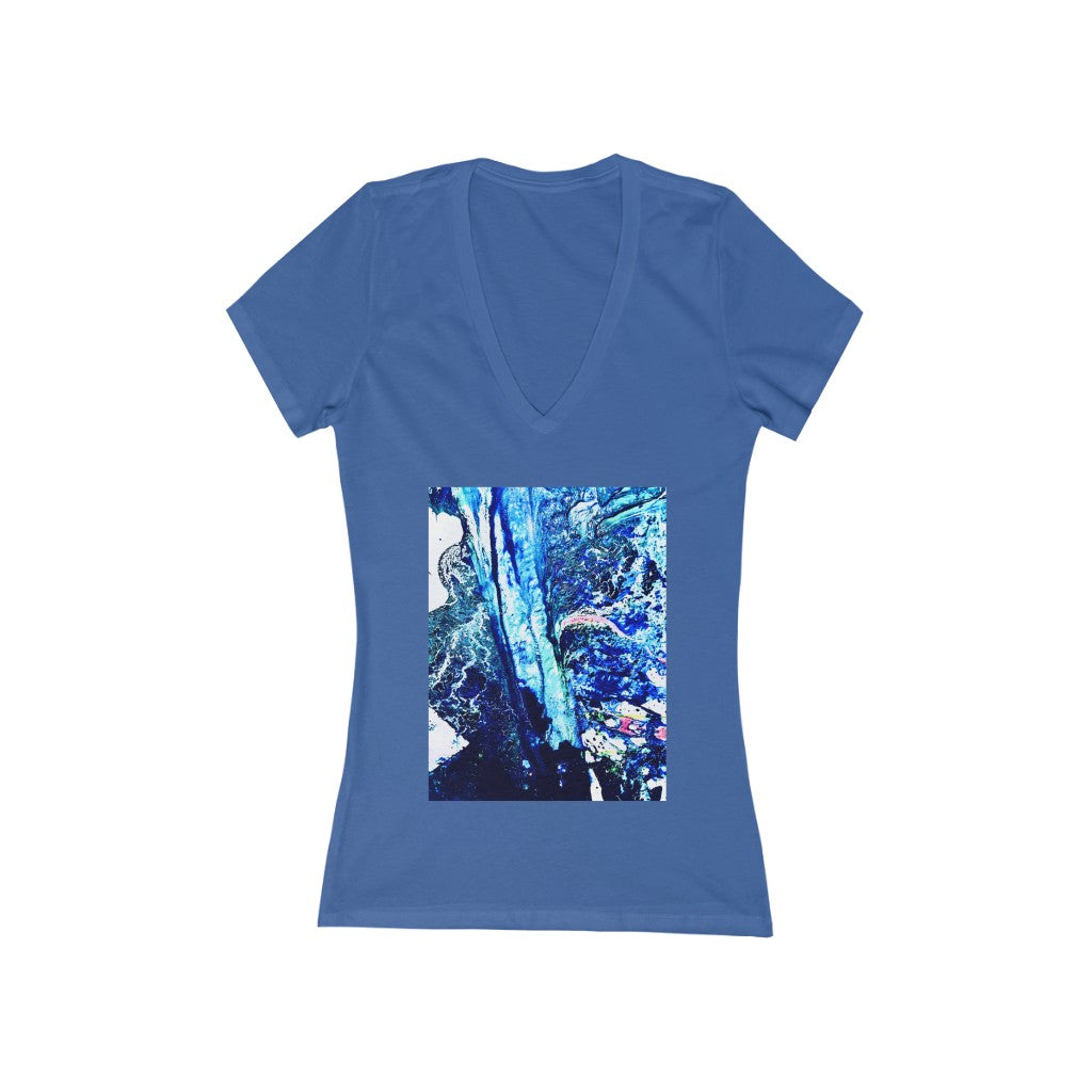 Art Room Table Edge - Women's Jersey Short Sleeve V-Neck Tee