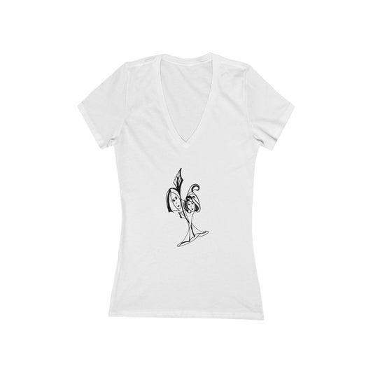 "Nipponjin No Hana" - Women's Jersey Short Sleeve Deep V-Neck Tee