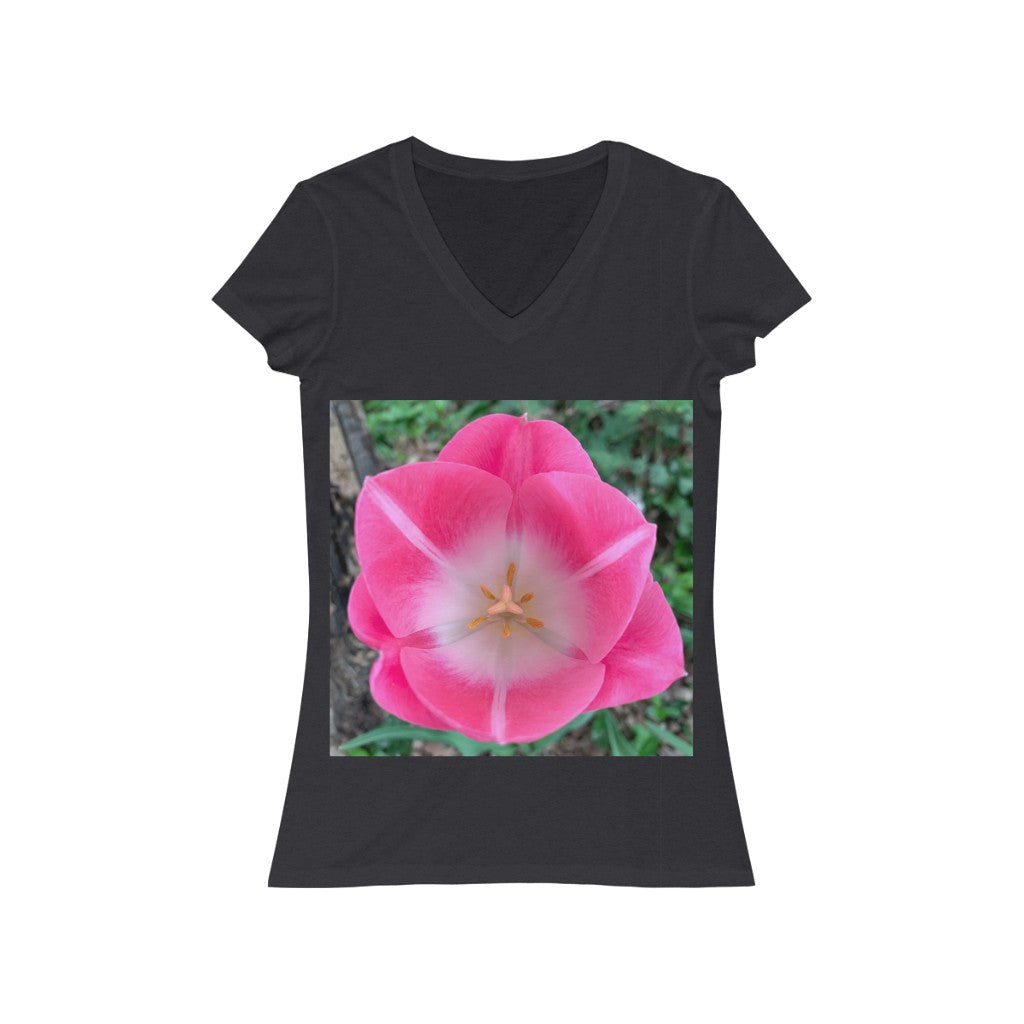 Tulip During the Day - Women's Jersey Short Sleeve V-Neck Tee