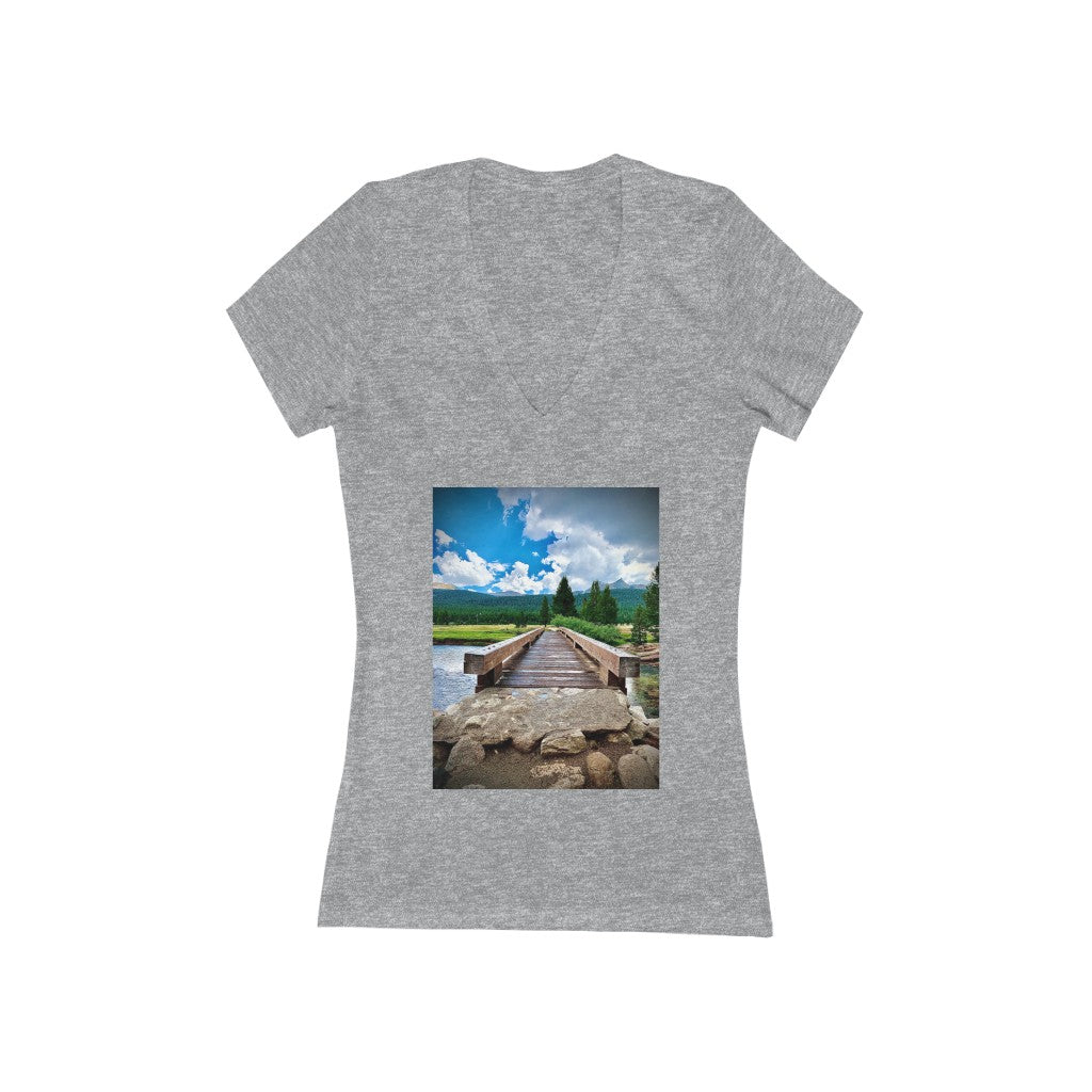 Yosemite Bridge - Women's Jersey Short Sleeve V-Neck Tee