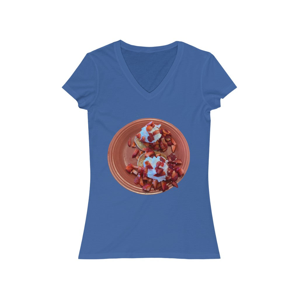 Pancakes - Women's Jersey Short Sleeve V-Neck Tee