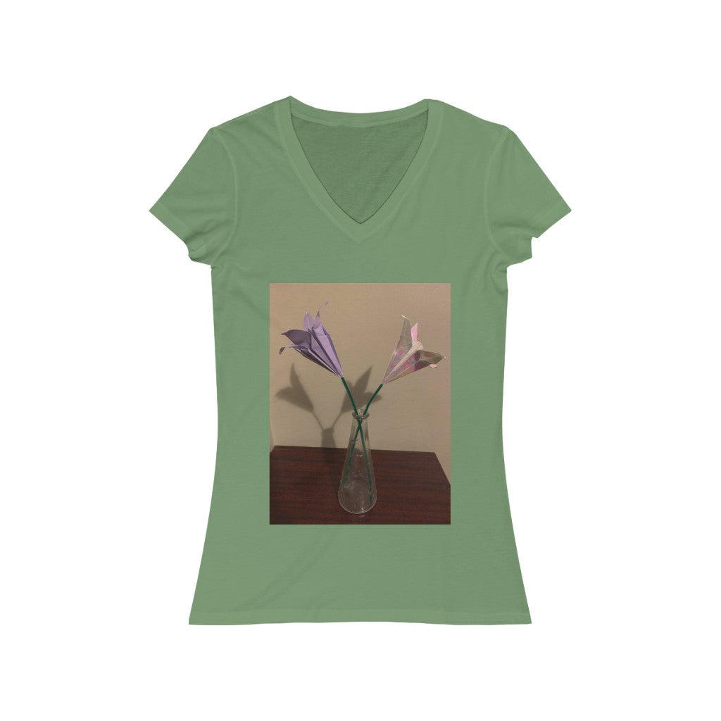 Origami Flowers - Women's Jersey Short Sleeve V-Neck Tee