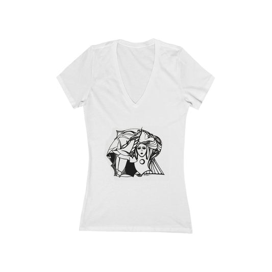 "Disjointed" - Women's Jersey Short Sleeve V-Neck Tee