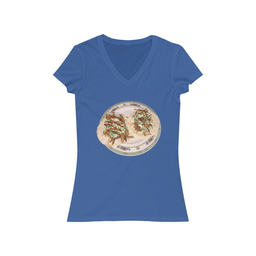 Pork Siracha Tacos - Women's Jersey Short Sleeve V-Neck Tee