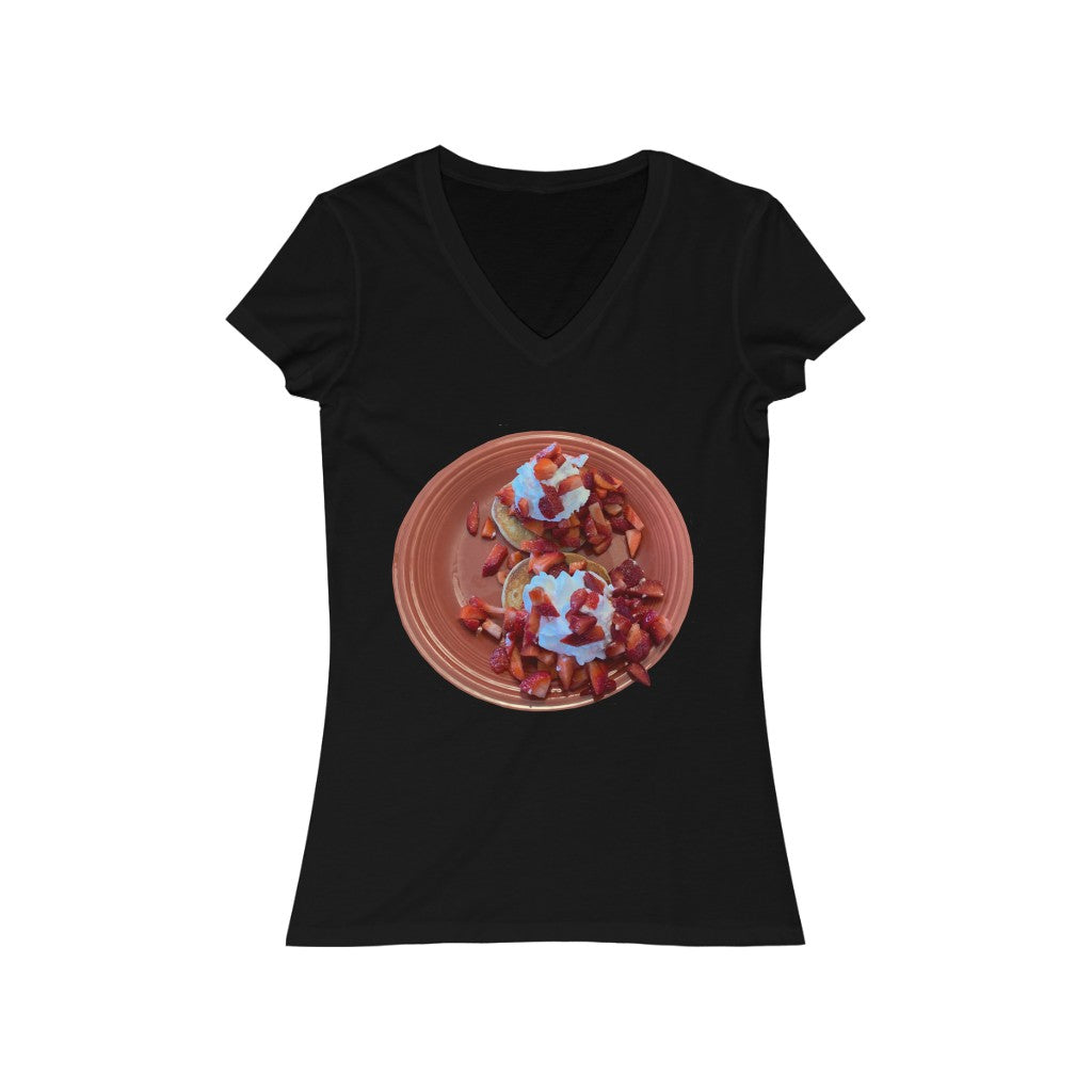 Pancakes - Women's Jersey Short Sleeve V-Neck Tee