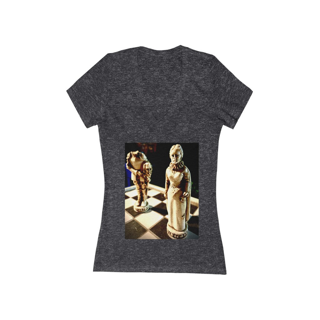 She Did This - Women's Jersey Short Sleeve V-Neck Tee