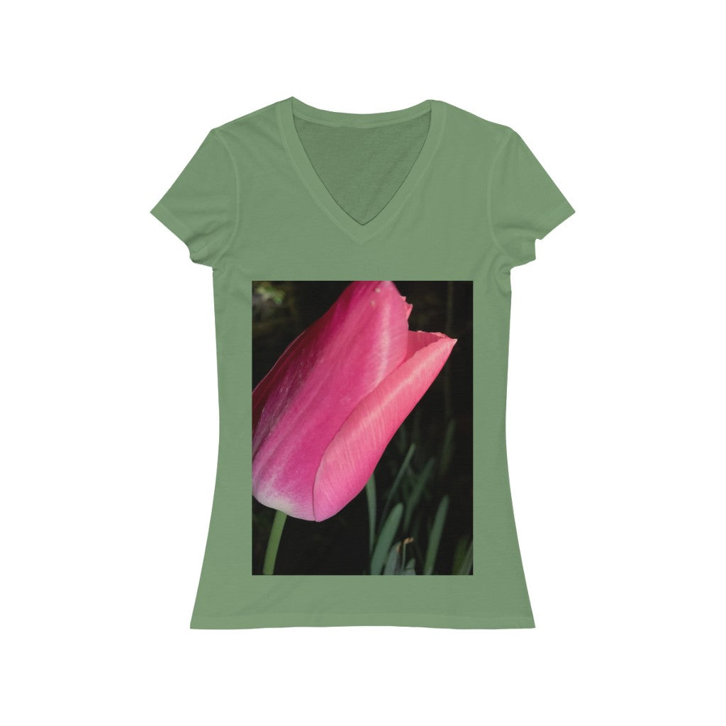 Tulip at Night - Women's Jersey Short Sleeve V-Neck Tee