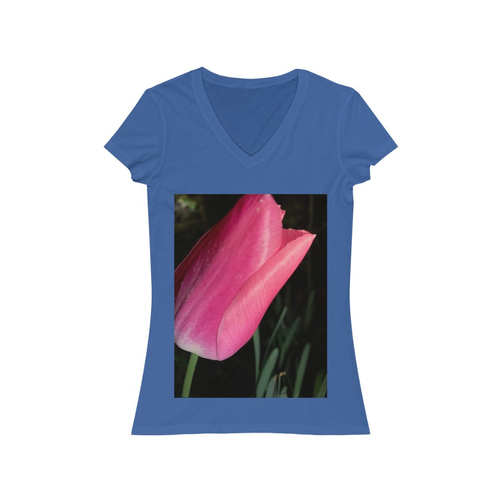 Tulip at Night - Women's Jersey Short Sleeve V-Neck Tee