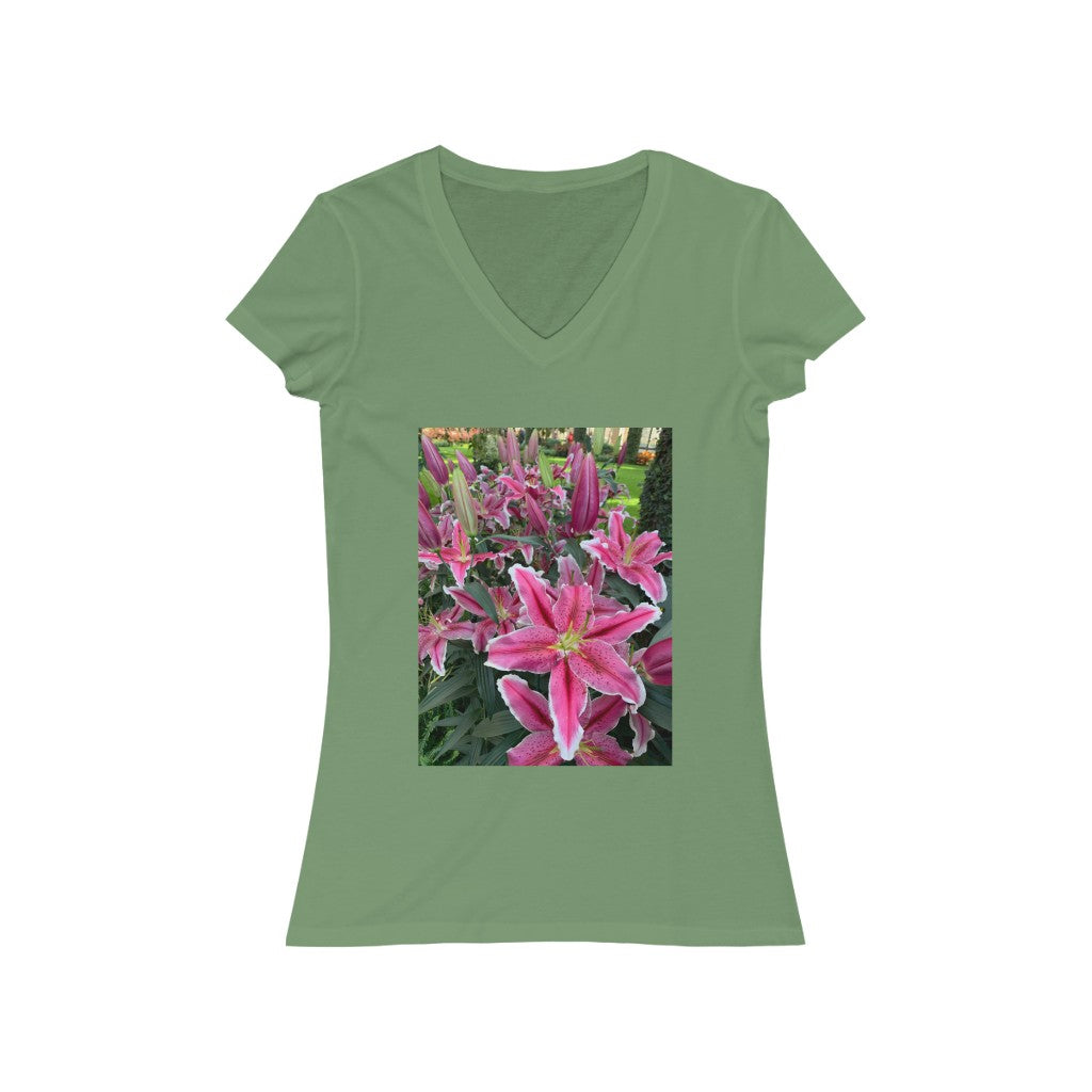 Flower 1 - Women's Jersey Short Sleeve V-Neck Tee