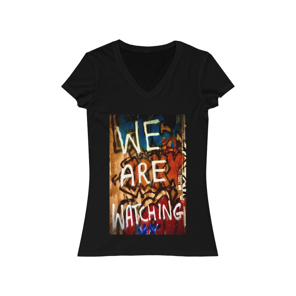 Watching - Women's Jersey Short Sleeve V-Neck Tee