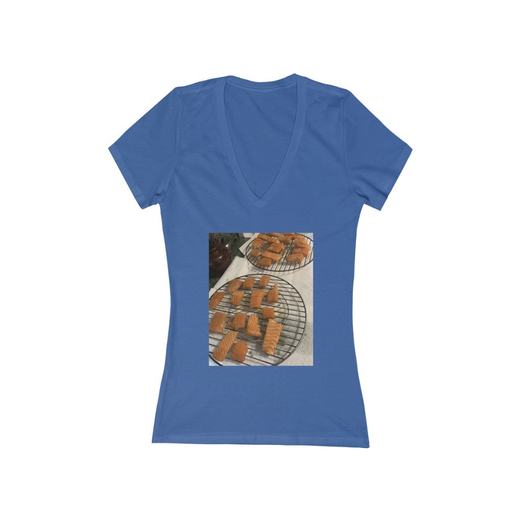 Almost Smoked Salmon - Women's Jersey Short Sleeve V-Neck Tee