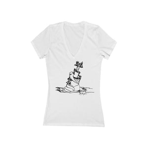 "Yikes!" - Women's Jersey Short Sleeve Deep V-Neck Tee