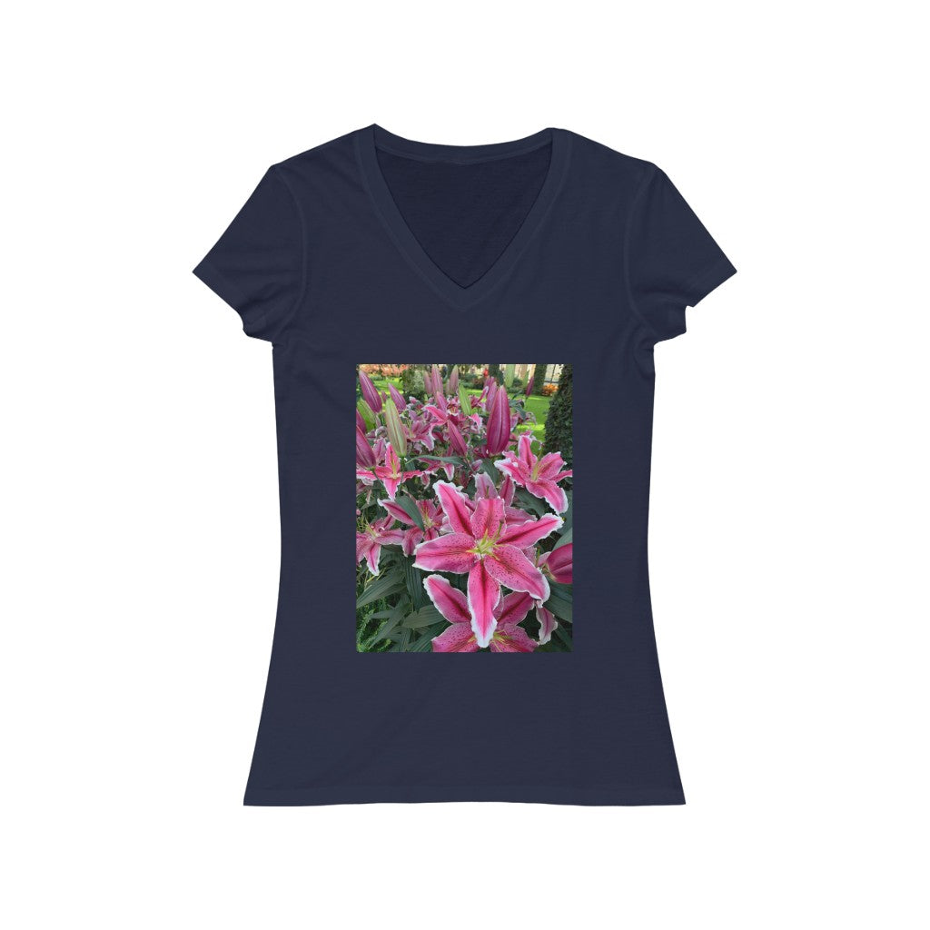 Flower 1 - Women's Jersey Short Sleeve V-Neck Tee