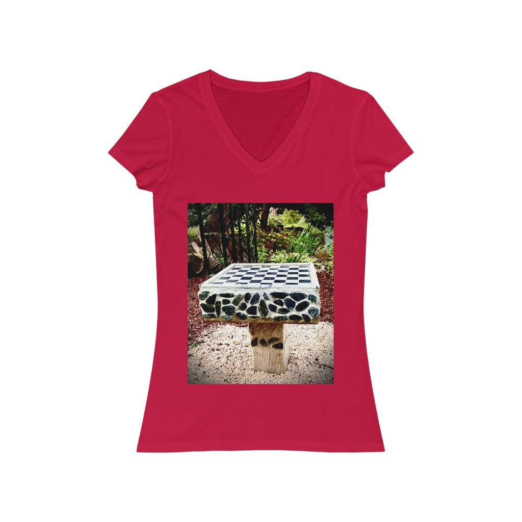 Chess Board - Women's Jersey Short Sleeve V-Neck Tee