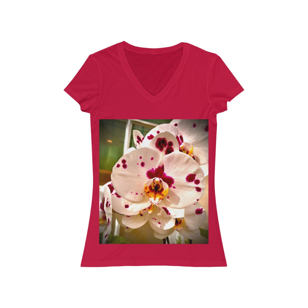 Orchid 7 - Women's Jersey Short Sleeve V-Neck Tee