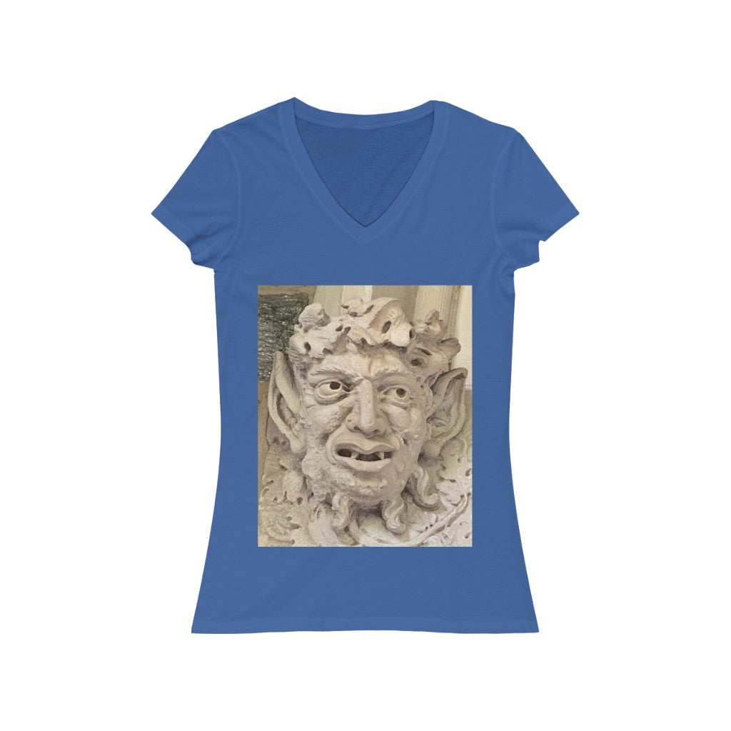 Face 2 - Women's Jersey Short Sleeve V-Neck Tee