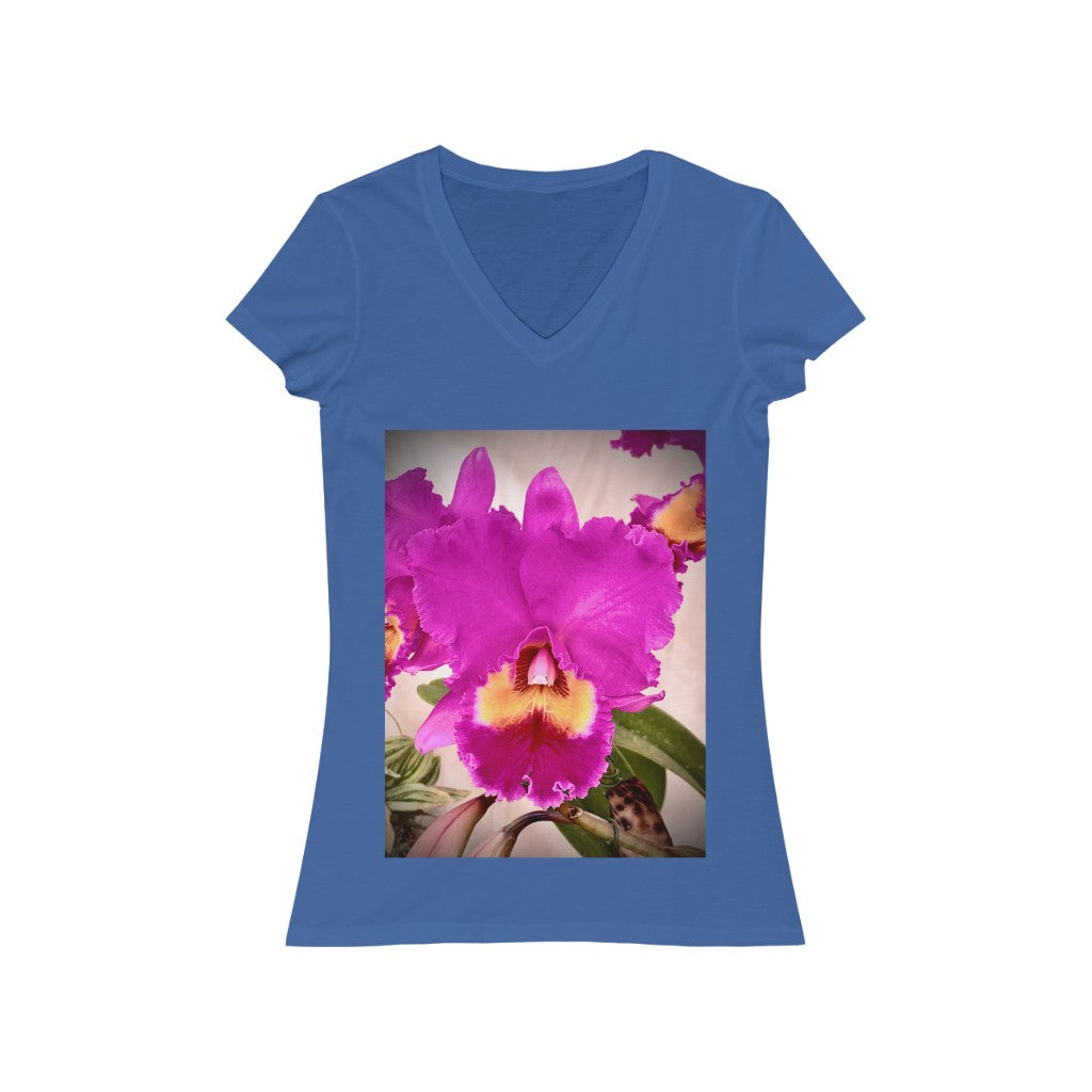 Orchid 5 - Women's Jersey Short Sleeve V-Neck Tee