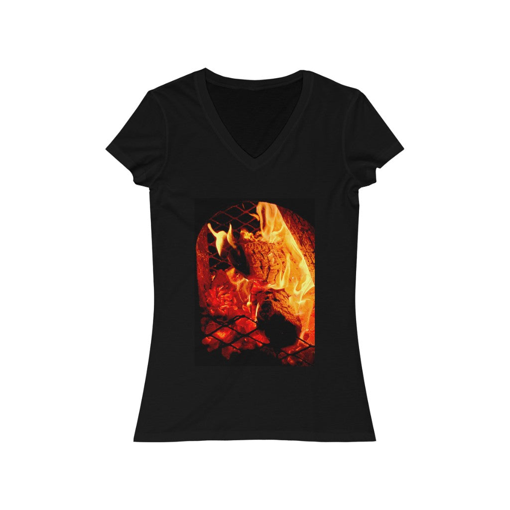Chiminea - Women's Jersey Short Sleeve V-Neck Tee