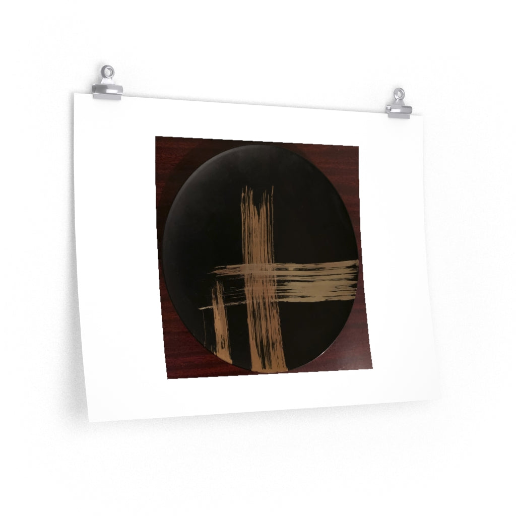 Black Plate with Gold Streaks - Premium Matte poster