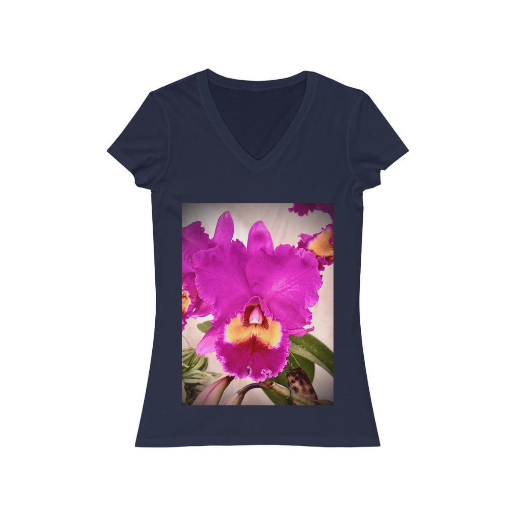Orchid 5 - Women's Jersey Short Sleeve V-Neck Tee