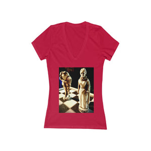She Did This - Women's Jersey Short Sleeve V-Neck Tee