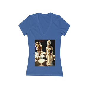 She Did This - Women's Jersey Short Sleeve V-Neck Tee