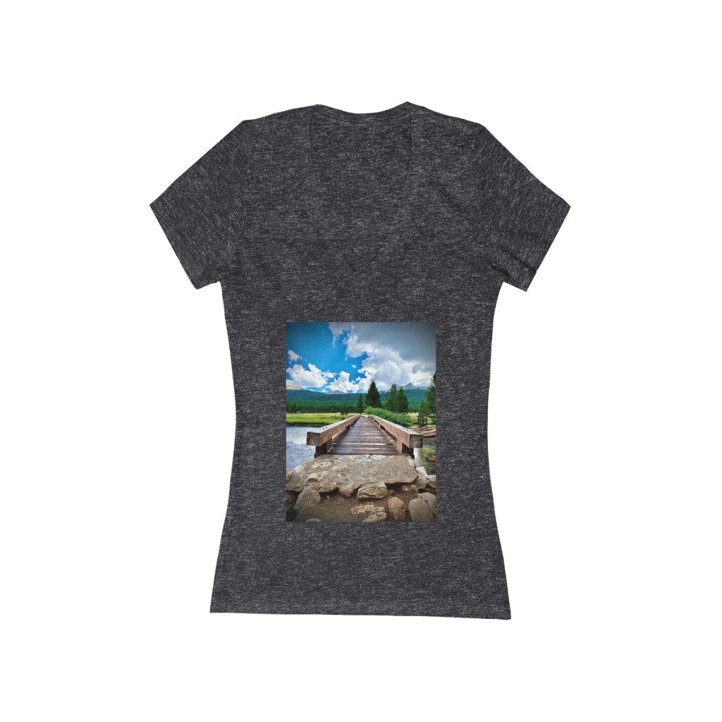 Yosemite Bridge - Women's Jersey Short Sleeve V-Neck Tee