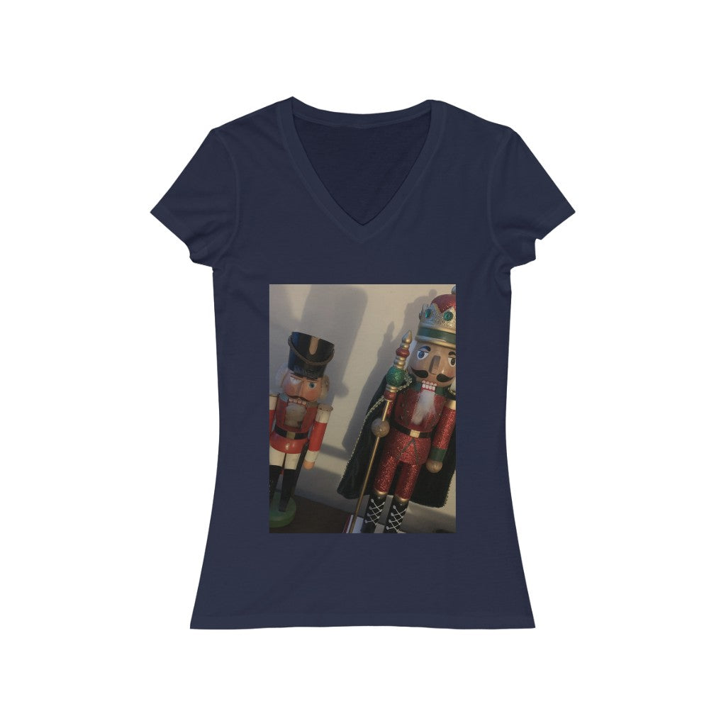 Nutcrackers, passing of the torch from battled warrior - Women's Jersey Short Sleeve V-Neck Tee