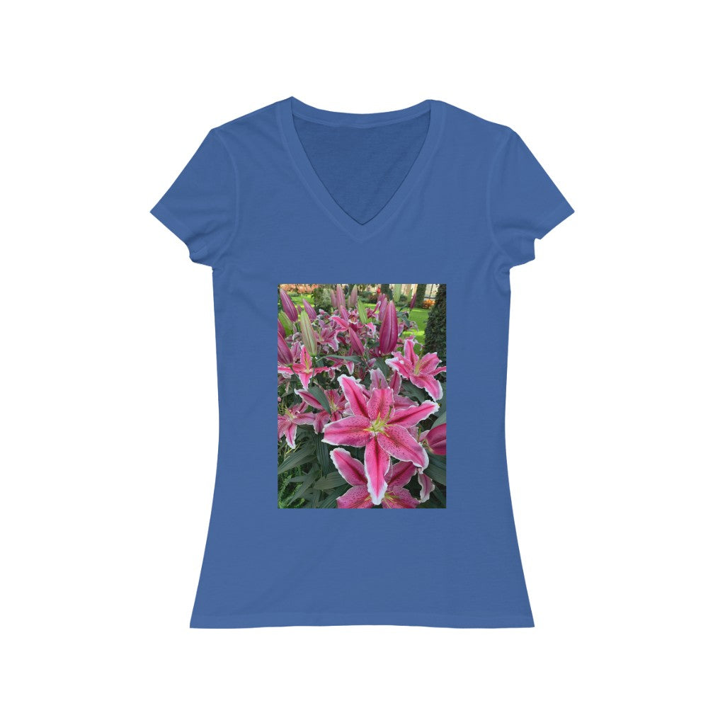 Flower 1 - Women's Jersey Short Sleeve V-Neck Tee