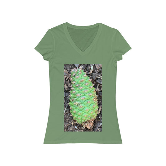 Green Pinecone - Women's Jersey Short Sleeve V-Neck Tee