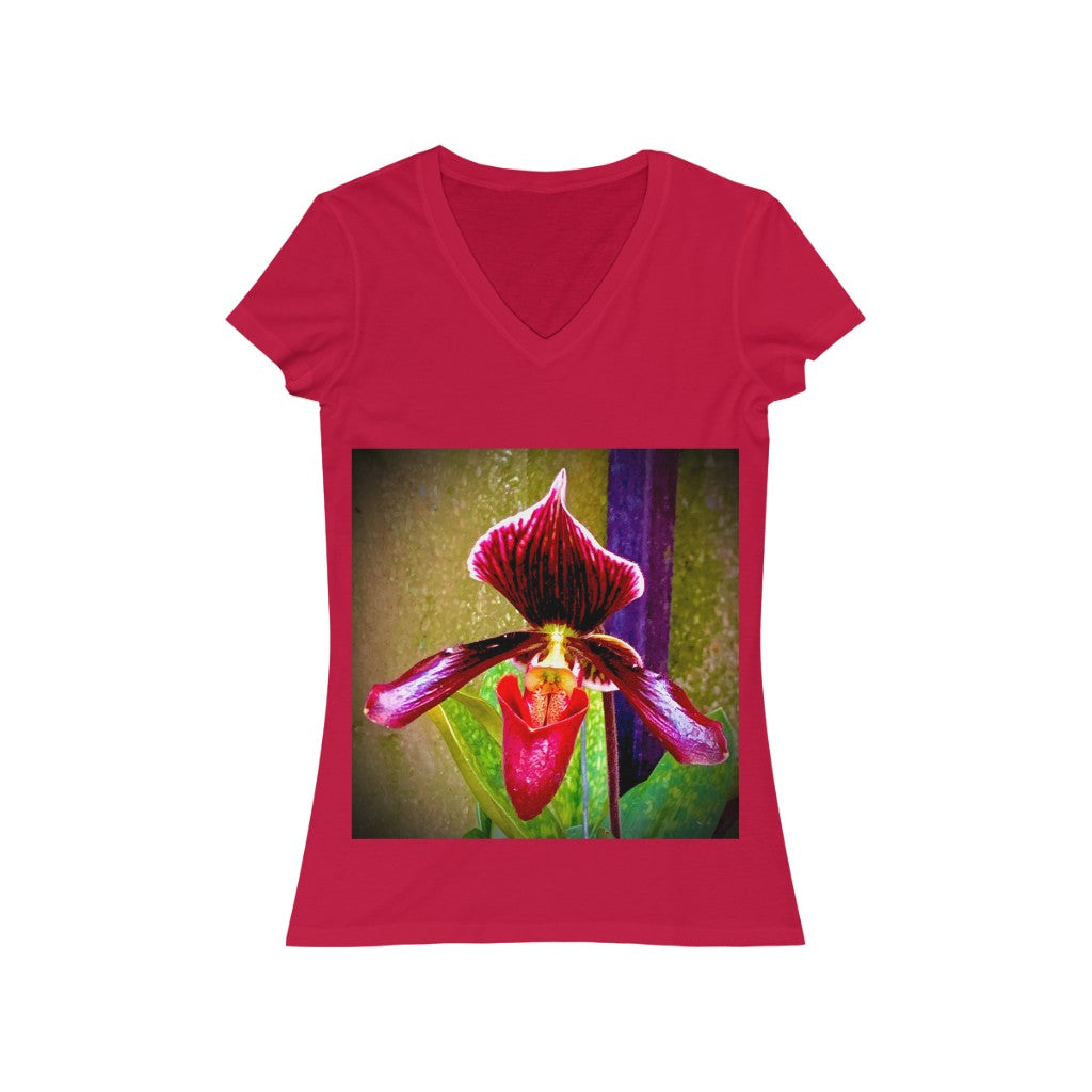 Orchid 4 - Women's Jersey Short Sleeve V-Neck Tee