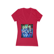 Load image into Gallery viewer, Don&#39;t Give Up - Women&#39;s Jersey Short Sleeve V-Neck Tee
