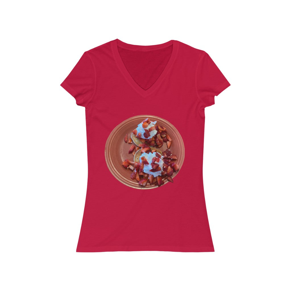 Pancakes - Women's Jersey Short Sleeve V-Neck Tee