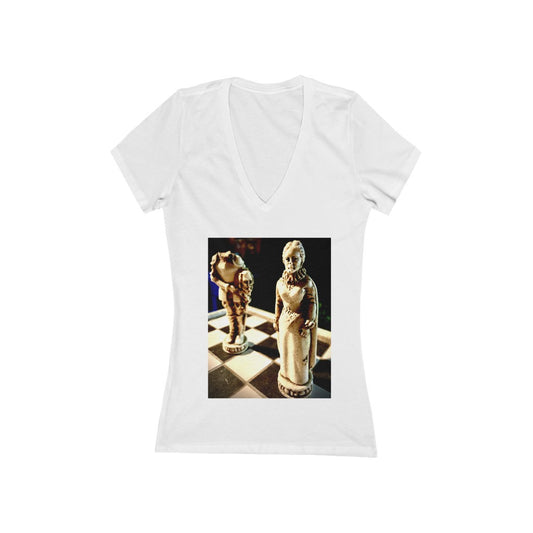 She Did This - Women's Jersey Short Sleeve V-Neck Tee