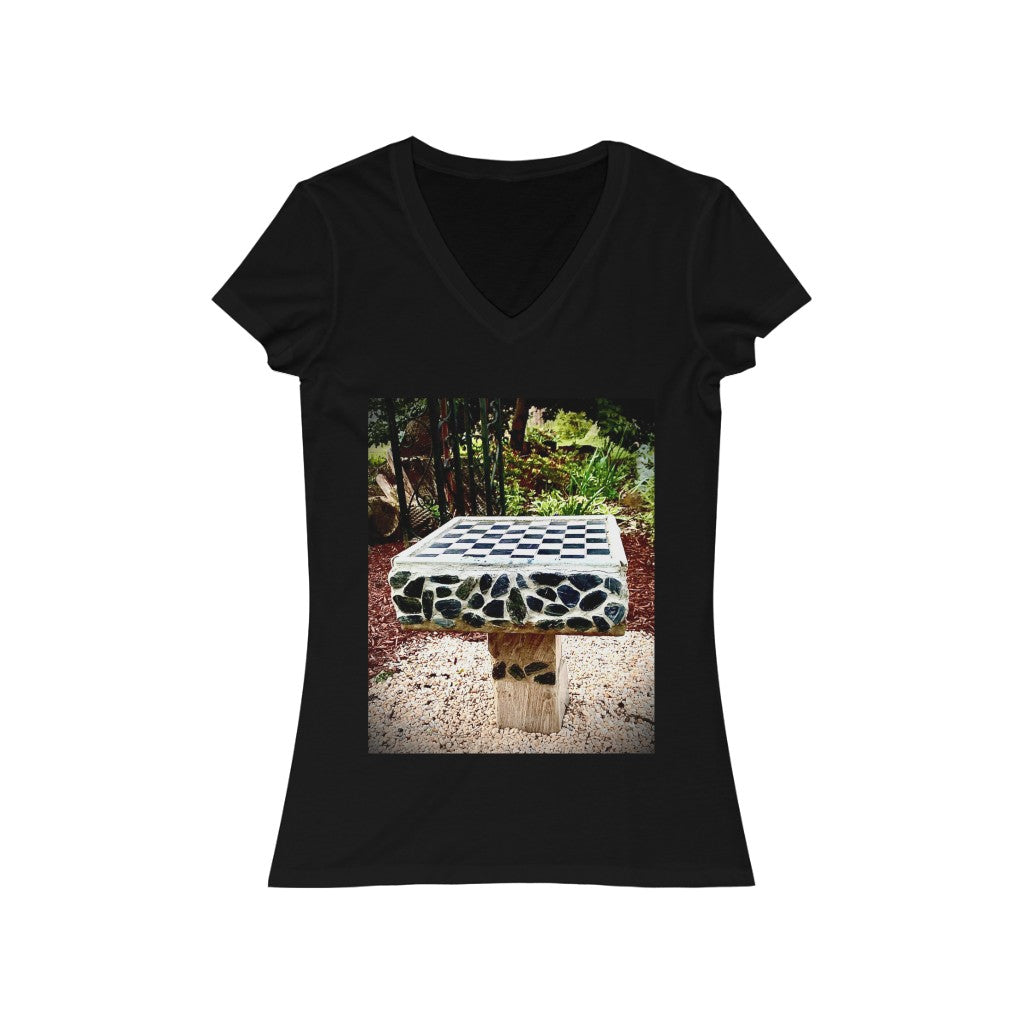 Chess Board - Women's Jersey Short Sleeve V-Neck Tee