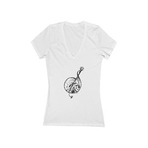 "Treble Clef Guitar Mix" - Women's Jersey Short Sleeve V-Neck Tee