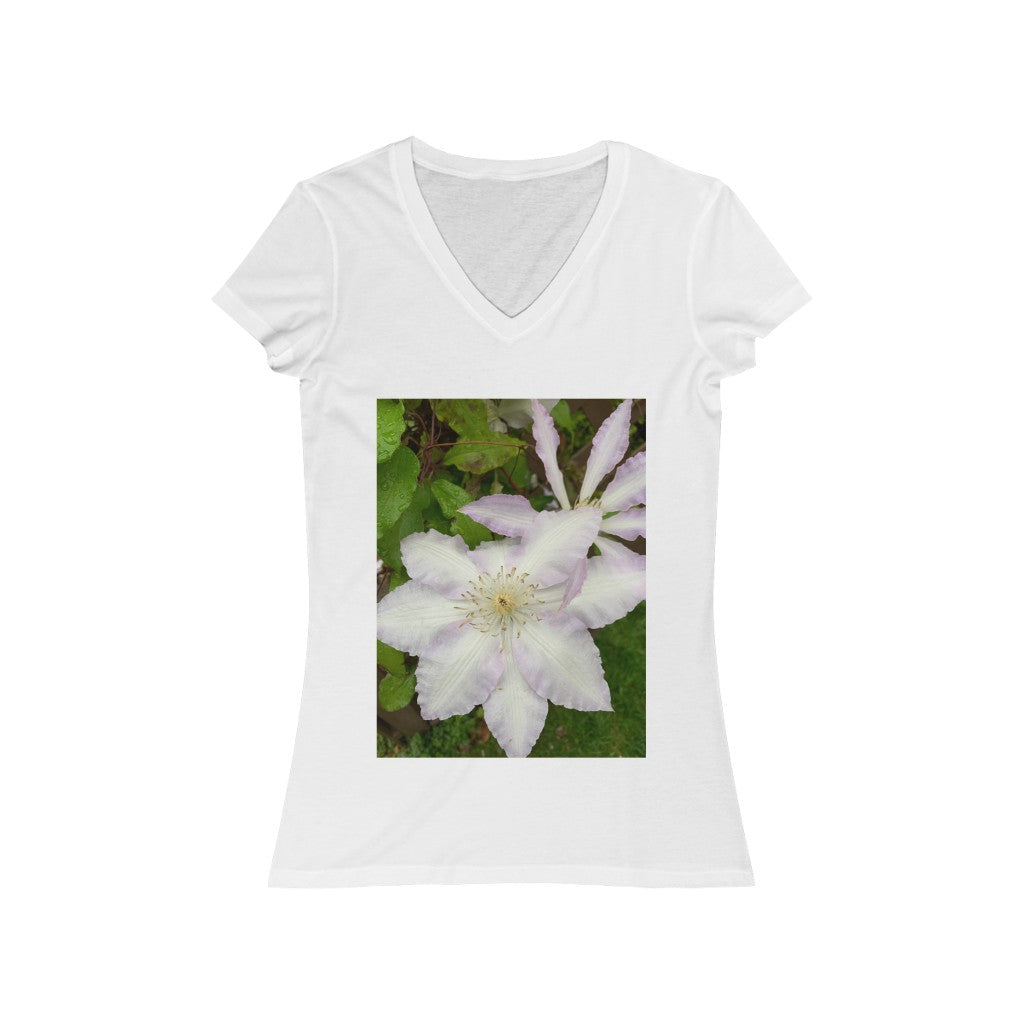 Clematis - Women's Jersey Short Sleeve V-Neck Tee