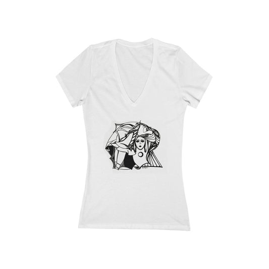 "Disjointed" - Women's Jersey Short Sleeve Deep V-Neck Tee