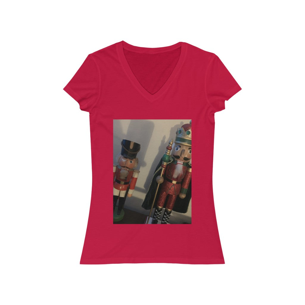 Nutcrackers, passing of the torch from battled warrior - Women's Jersey Short Sleeve V-Neck Tee