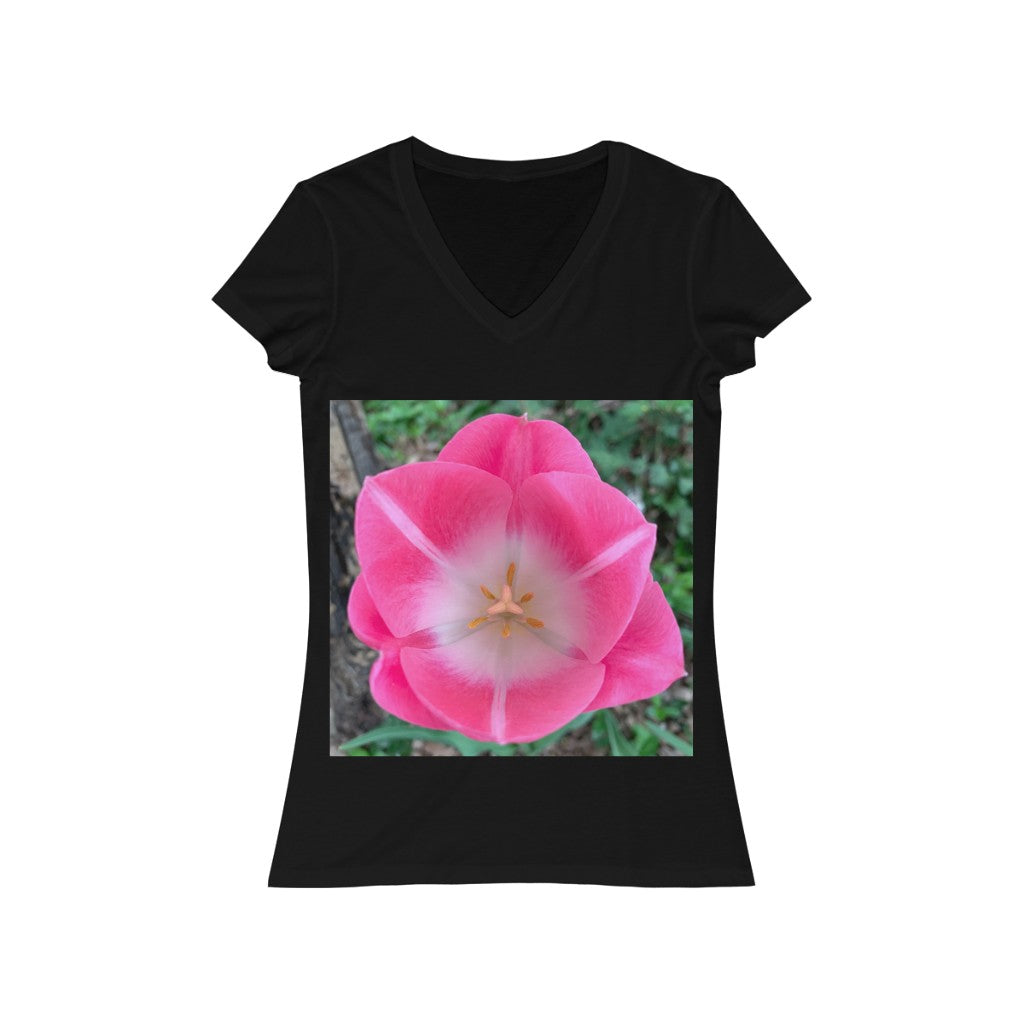 Tulip During the Day - Women's Jersey Short Sleeve V-Neck Tee
