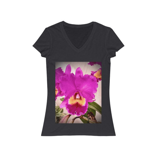 Orchid 5 - Women's Jersey Short Sleeve V-Neck Tee